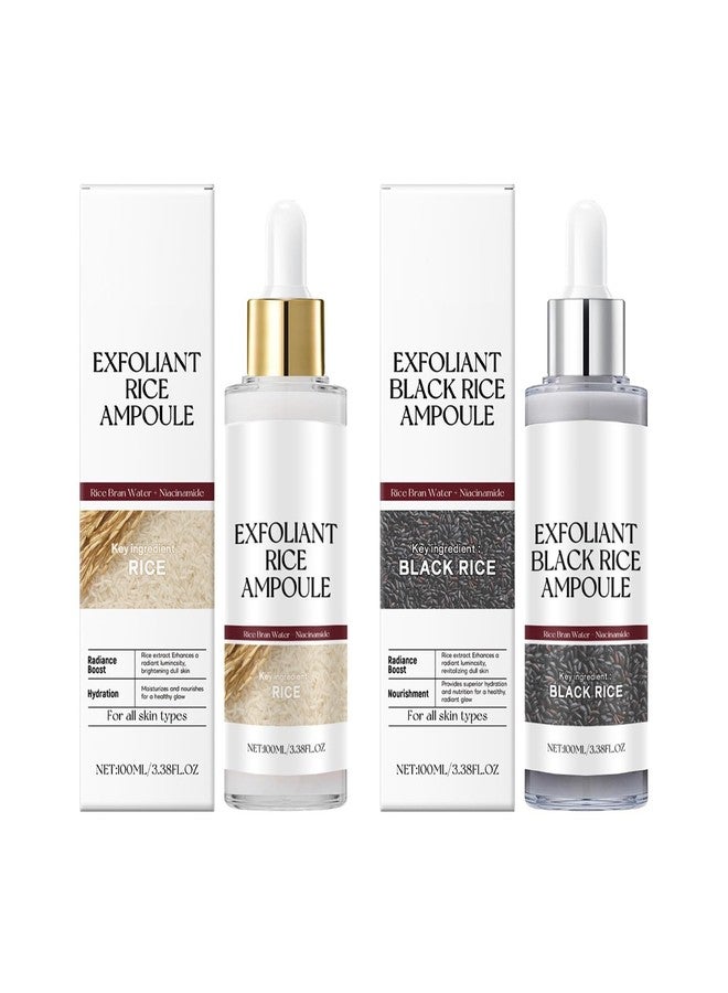 OUKPANE 2 Pcs Black and White Rice Exfoliant Ampoule, Rice Ampoule Duo Exfoliating Solution,Soft Exfoliating Face and Body Scrub Dead Skin Cells Remover for All Skin Types. (Black and White) - Image 1